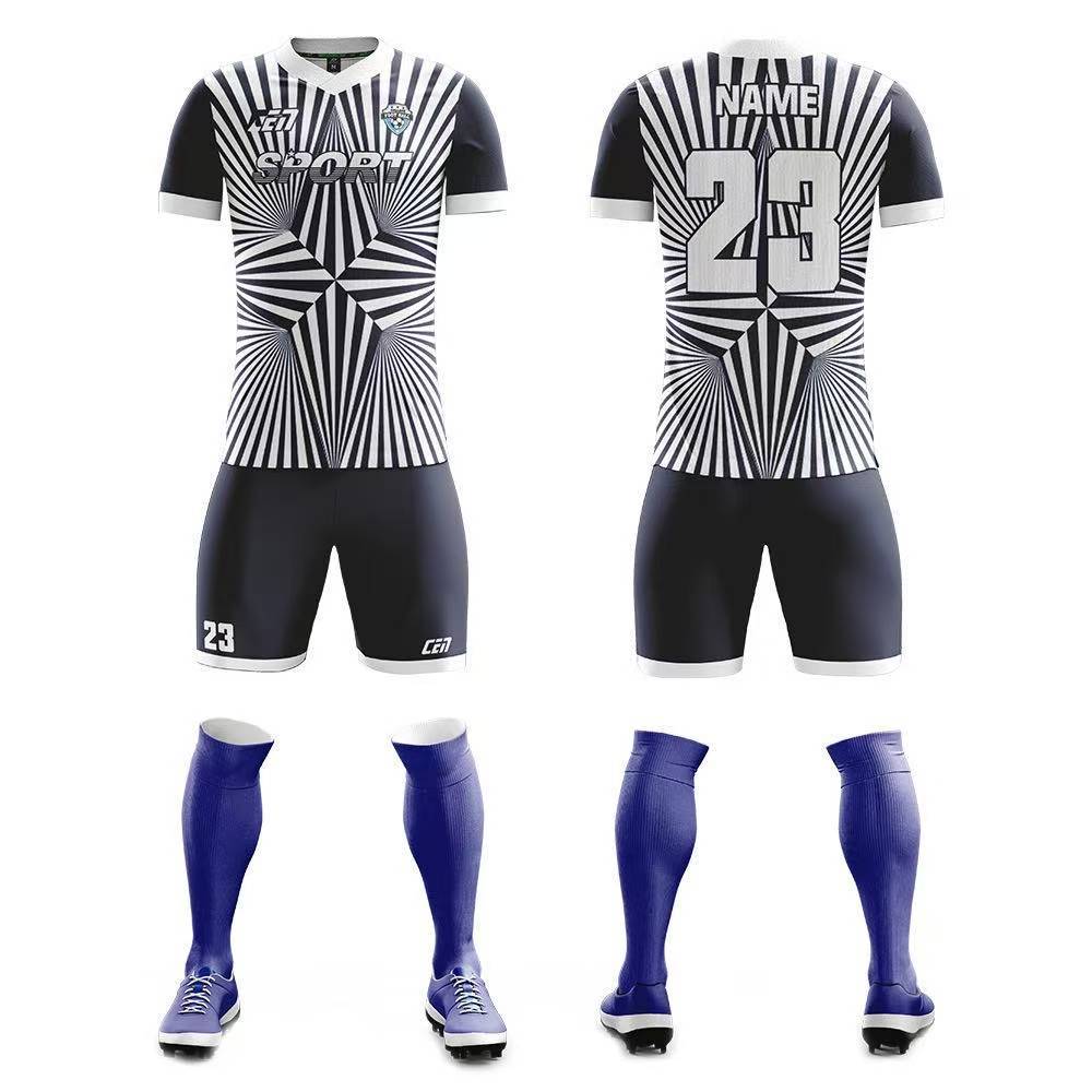 Men's Youth Custom Any Name & Number Logo Soccer Jersey Shorts Kids Kits Black White
