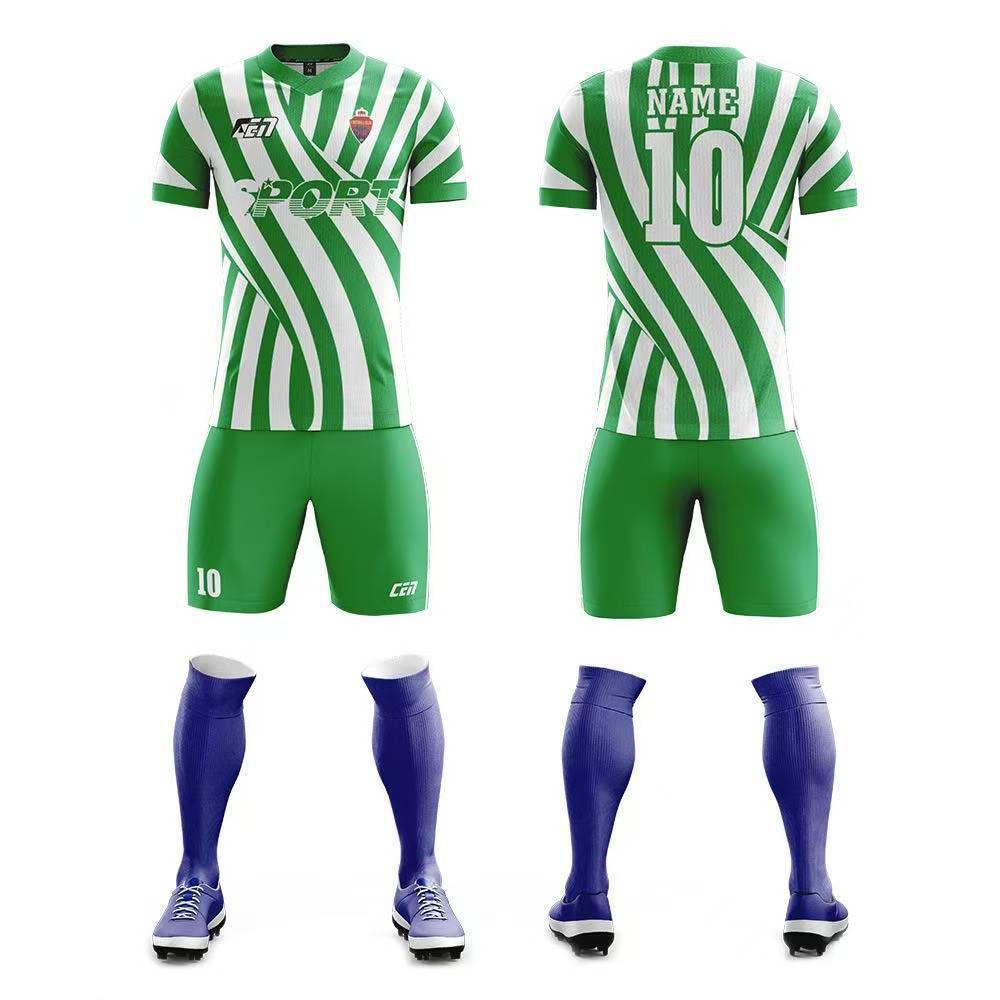 Men's Youth Custom Any Name & Number Logo Soccer Jersey Shorts Kids Kits Green White