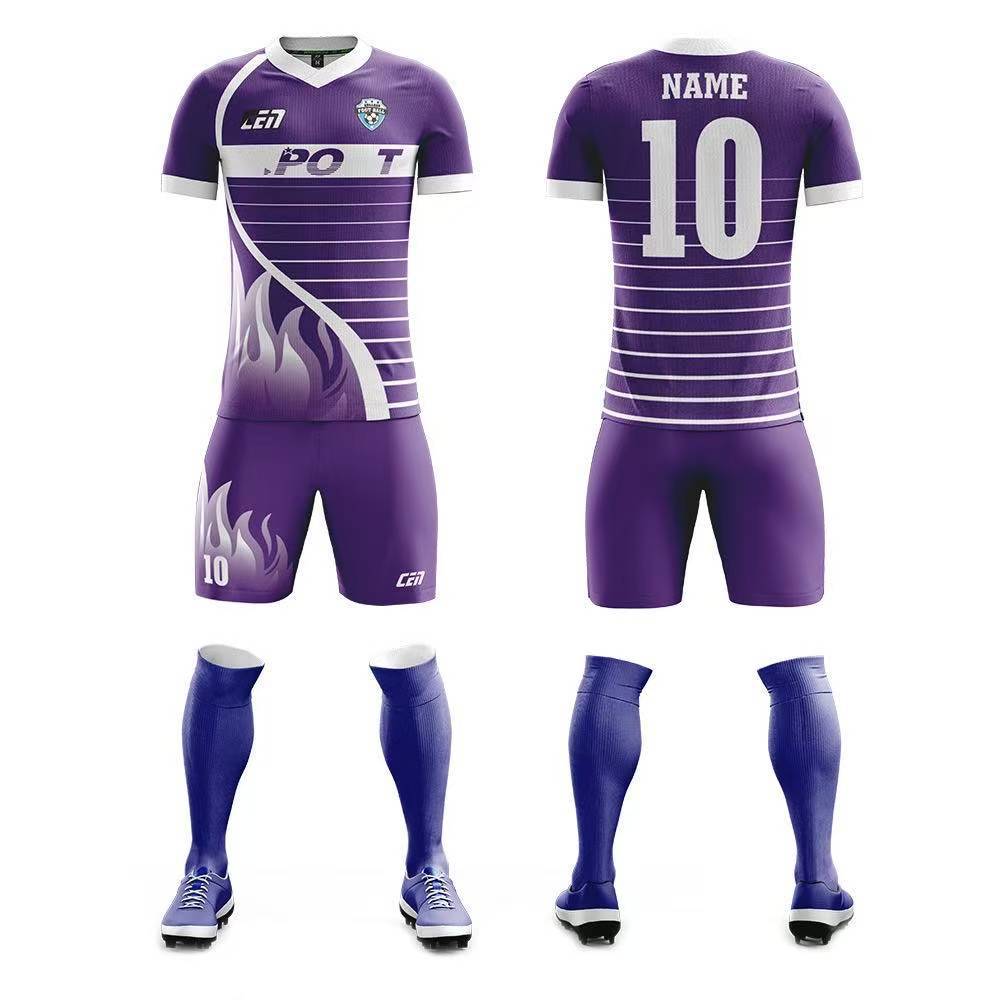 Men's Youth Custom Any Name & Number Logo Soccer Jersey Shorts Kids Kits Purple
