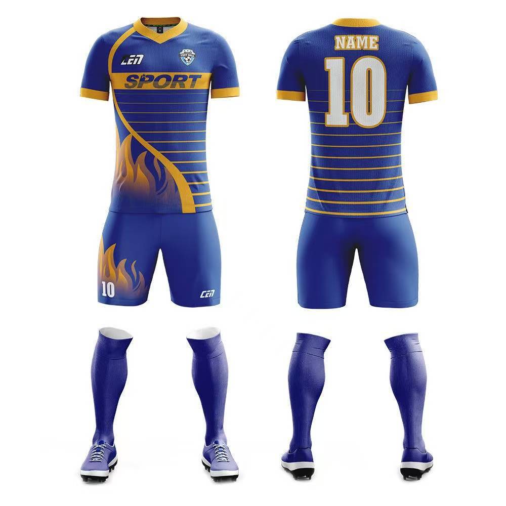 Men's Youth Custom Any Name & Number Logo Soccer Jersey Shorts Kids Kits Royal