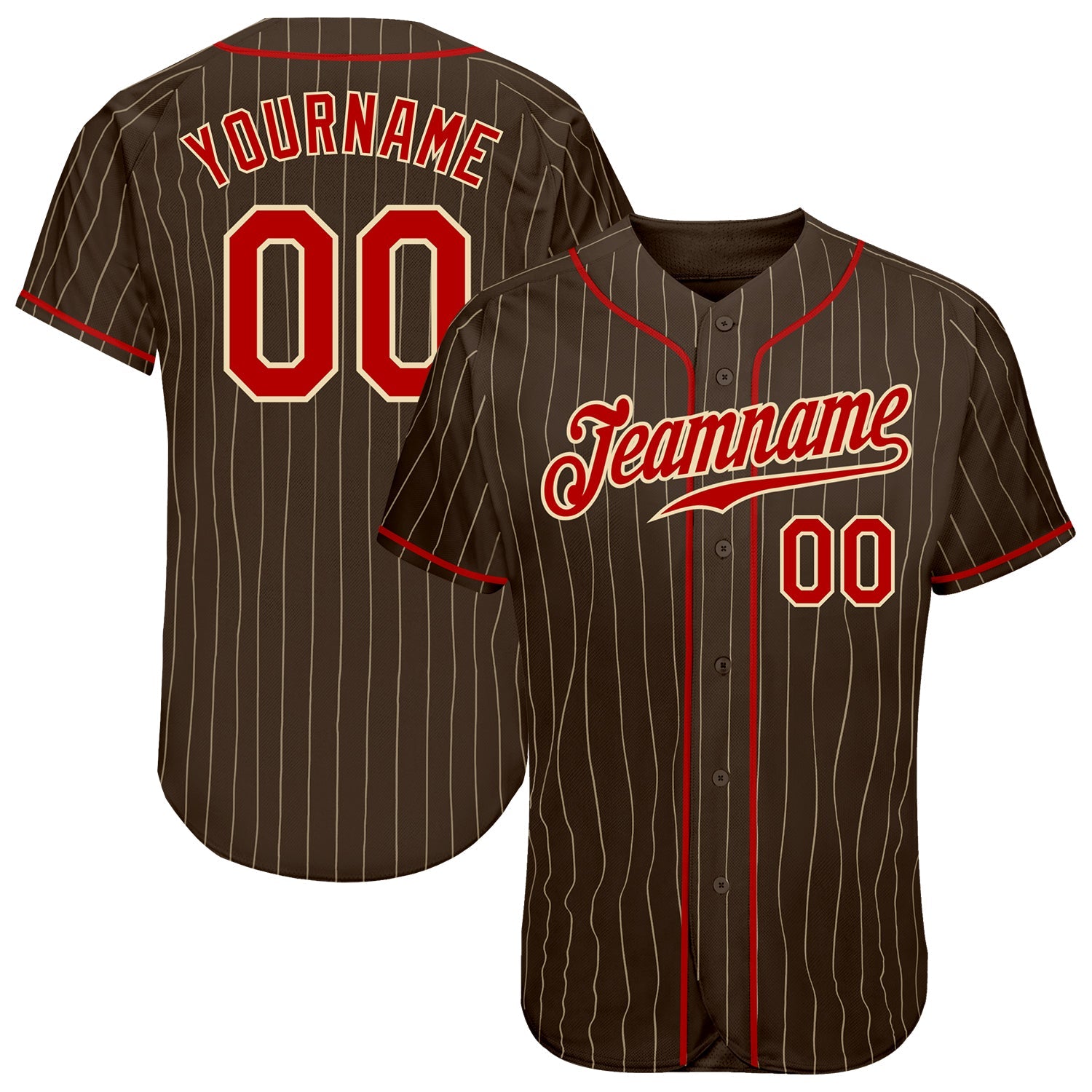 Custom Baseball Jersey Personalized Brown Pinstripe Stitched
