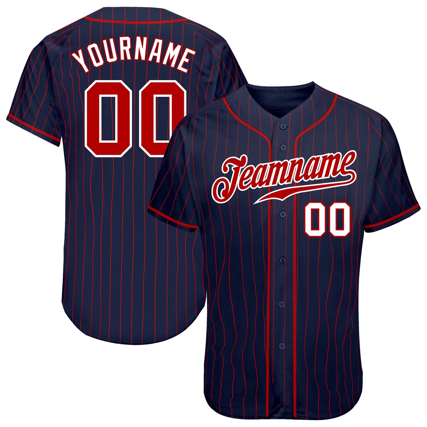 Custom Baseball Jersey Personalized Navy Pinstripe Stitched