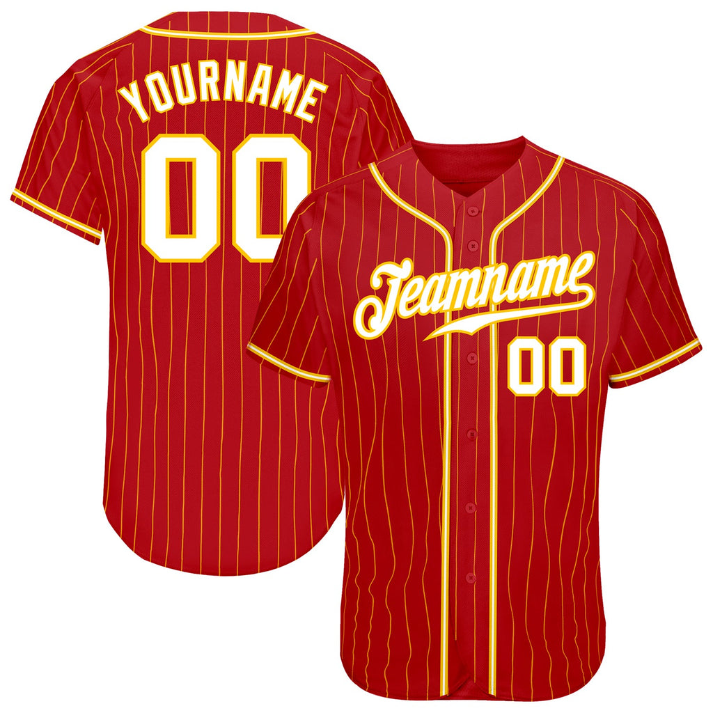 Custom Baseball Jersey Personalized Red Pinstripe Stitched