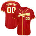 Custom Baseball Jersey Personalized Red Pinstripe Stitched