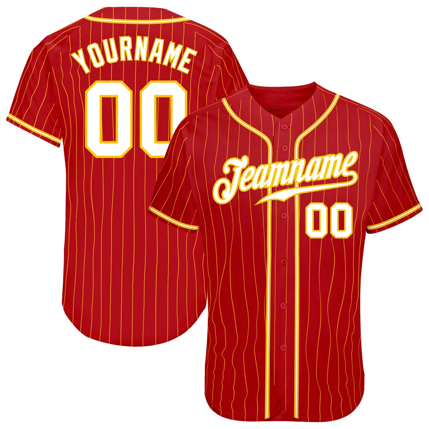 Custom Baseball Jersey Personalized Red Pinstripe Stitched