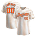 Custom Baseball Jersey White Orange Pinstripe Stitched