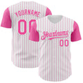 Custom Baseball Jersey White Pink Pinstripe