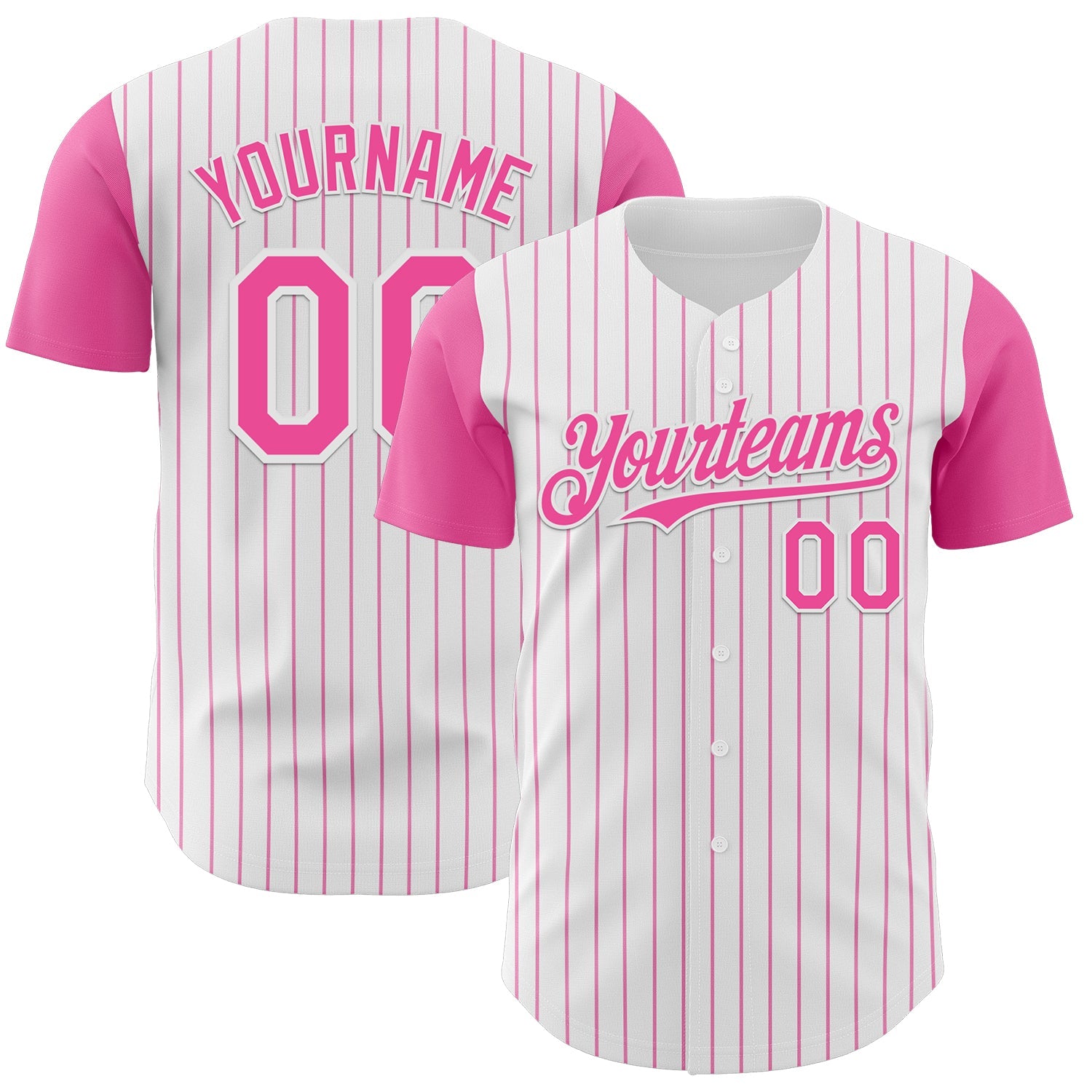 Custom Baseball Jersey White Pink Pinstripe