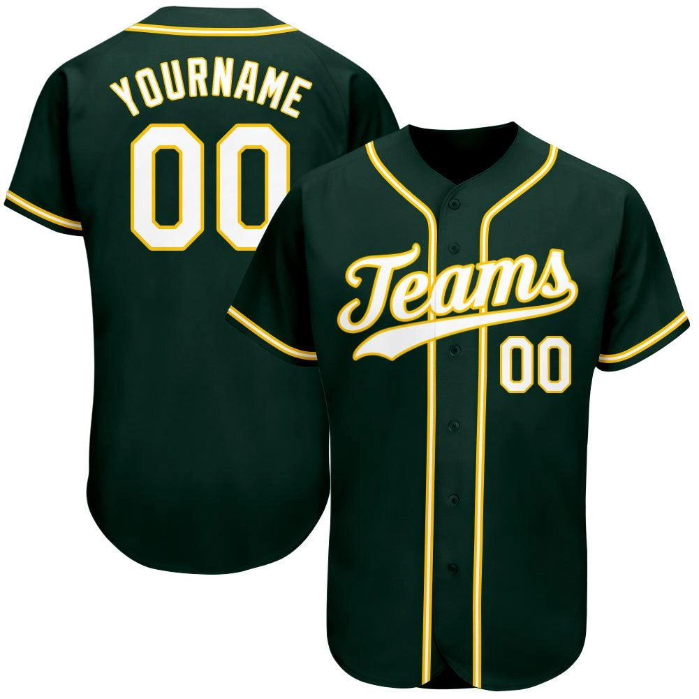 Custom Baseball Stitched Jersey Personalized Green Yellow