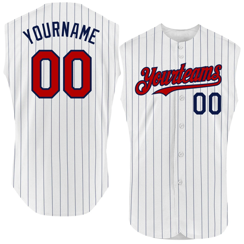 Custom Baseball Stitched Jersey Sleeveless Personalized White