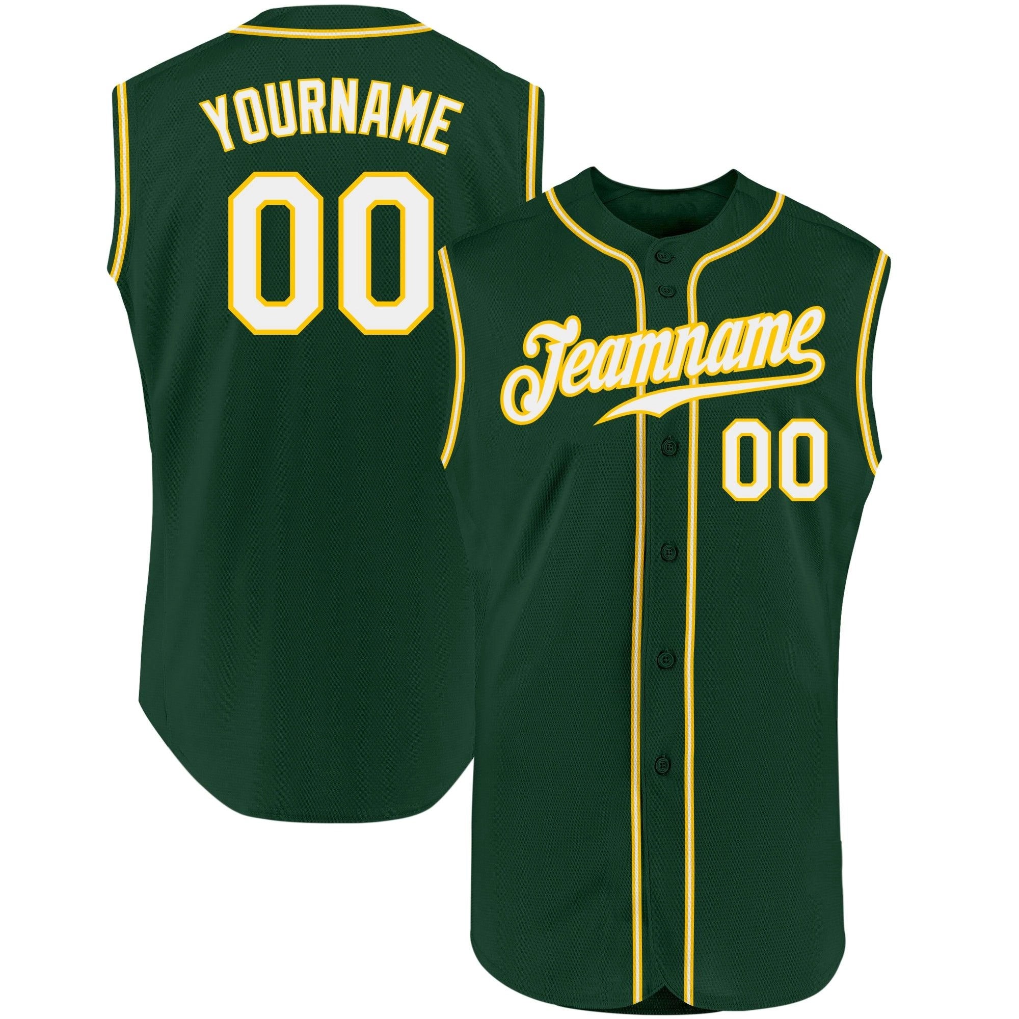 Custom Baseball Stitched Jersey Sleeveless Green