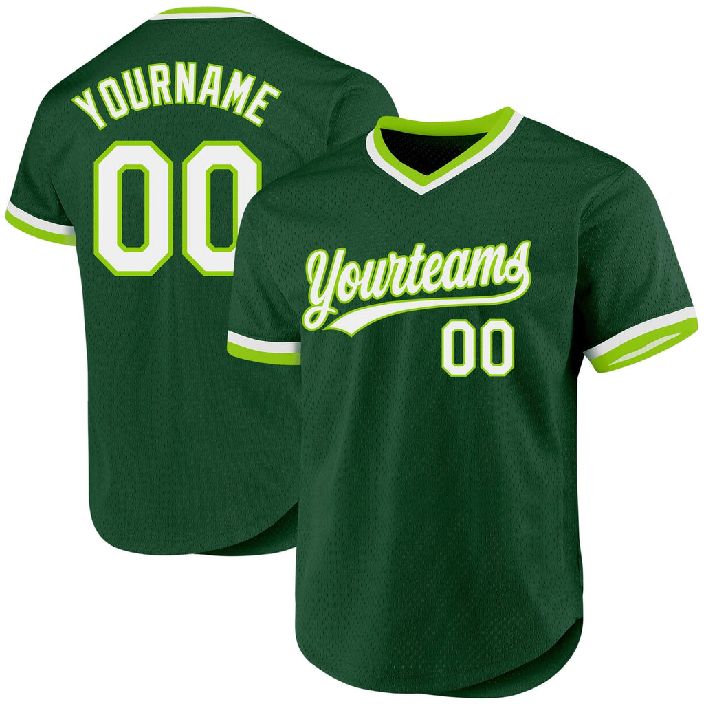 Custom Baseball Stitched Mesh Pullover Jersey Personalized Green