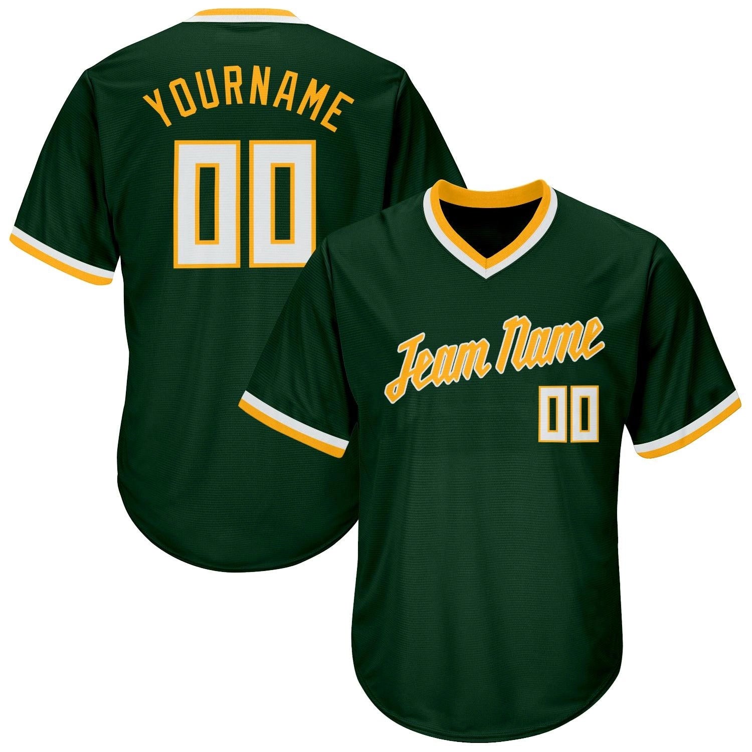 Custom Baseball Stitched Pullover Jersey Personalized Green