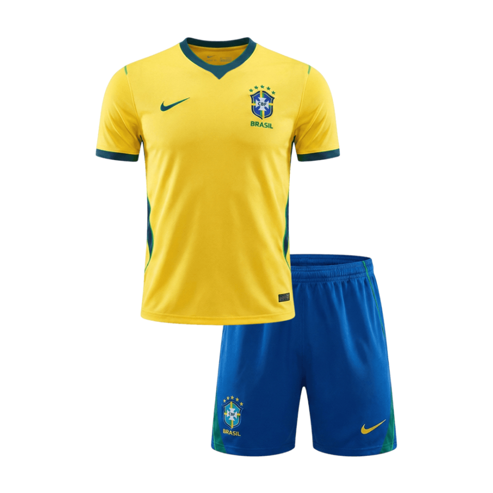 Youth Brazil Home Jersey & Shorts Kids Kits