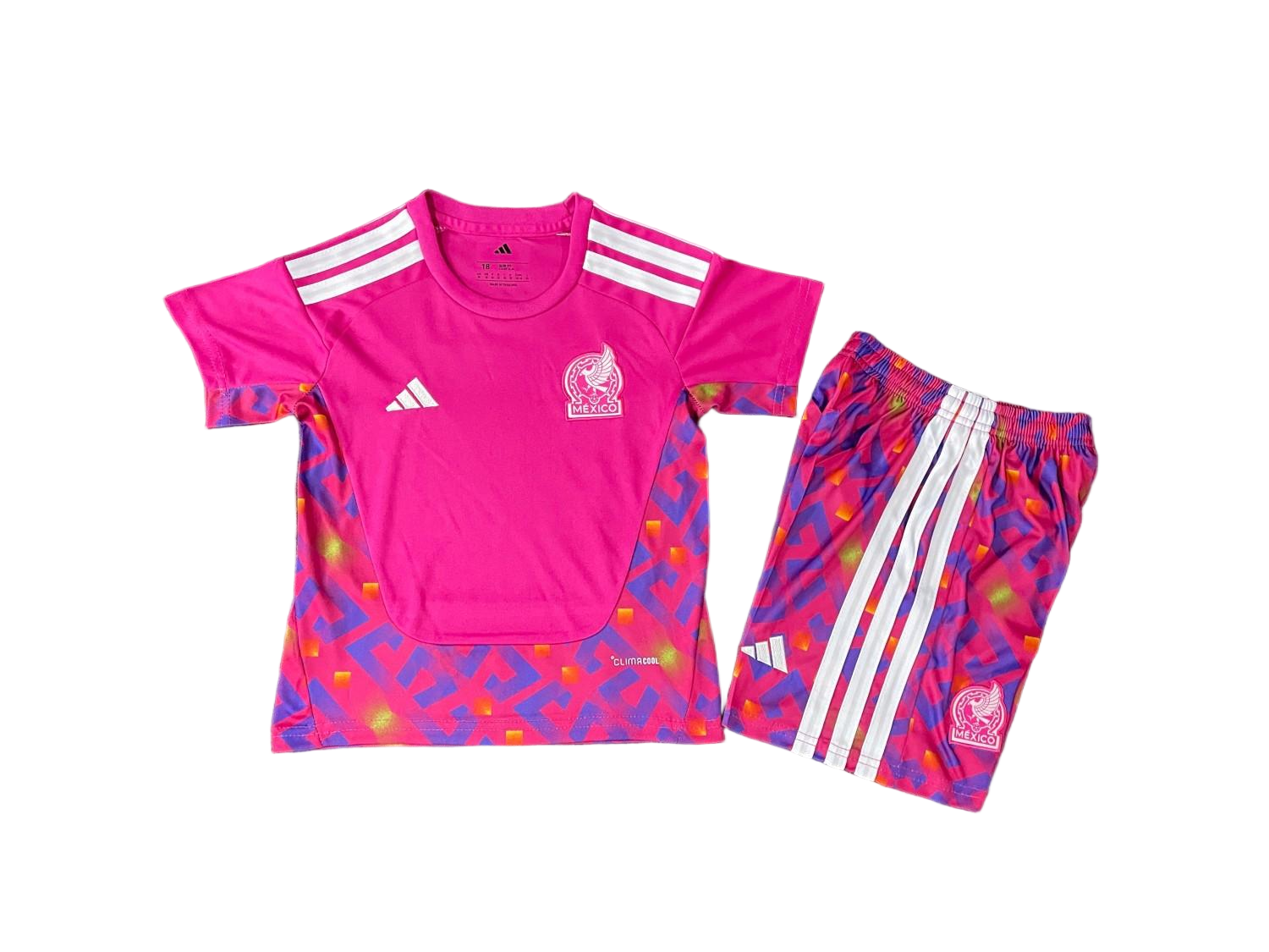 Youth Mexico Pink Goalkeeper Jersey & Shorts Kids Kits