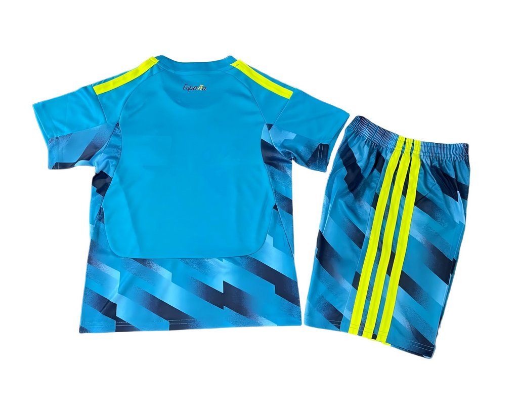 Youth Spain Blue Goalkeeper Jersey & Shorts Kids Kits